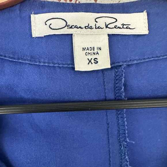 Oscar de la Renta Blue Embroidered Mini Resort Caftan Zipper Dress Cover up XS - Picture 5 of 5